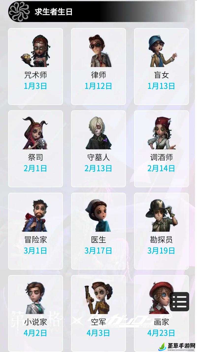 第五人格四月生日角色大揭秘：快来一览究竟有哪些角色